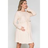 Maternity Wrap Waist Ruched Ruffle Spring Midi Dress