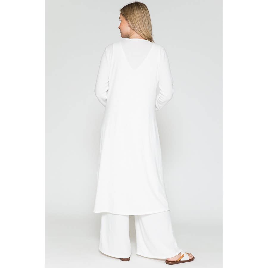 Maternity V-Neck Wide Maxi Jumpsuit & Long Maxi Cardigan Set