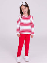 Baby Girls Red Ruched Bow Leggings
