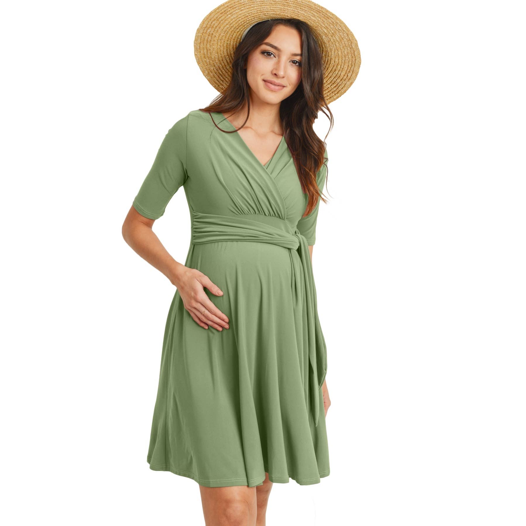 Surplice Side Tie Maternity Nursing Dress