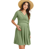 Surplice Side Tie Maternity Nursing Dress