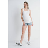 Ribbed Scoop Neck Maternity Solid Tank Top