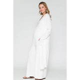 Maternity V-Neck Wide Maxi Jumpsuit & Long Maxi Cardigan Set