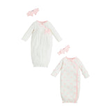 Baby Girls Chainstitched Gown & Headband 2-Piece Set