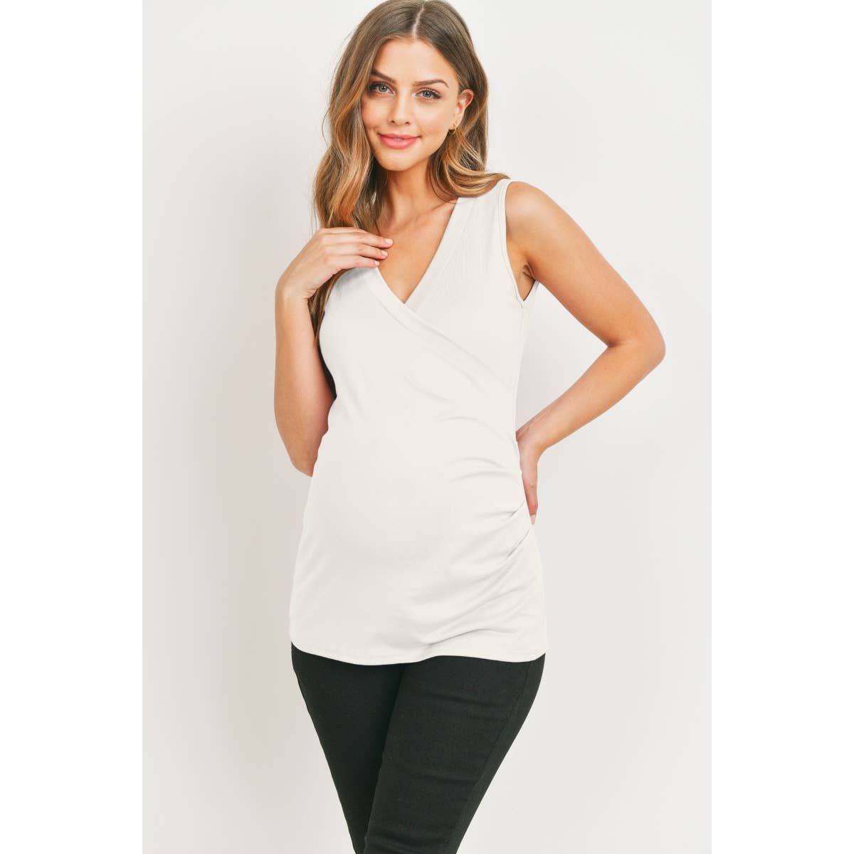 Ruched Surplice Maternity Nursing Tank Top