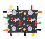 Space Stars Rockets Taggy Blanket Learning Lovey 14" x 18