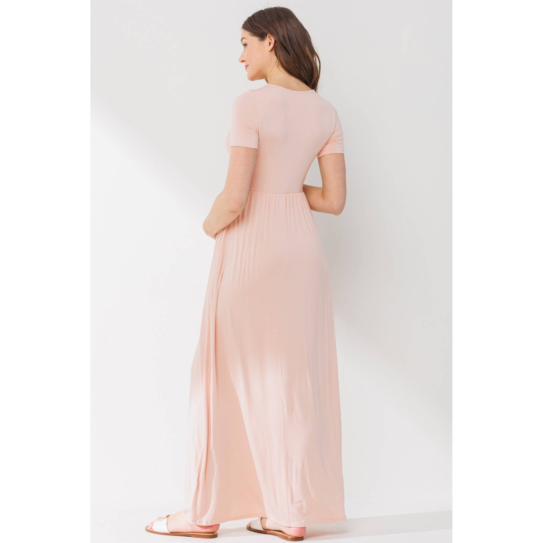 Surplice Maternity Nursing Short Sleeve Maxi Dress