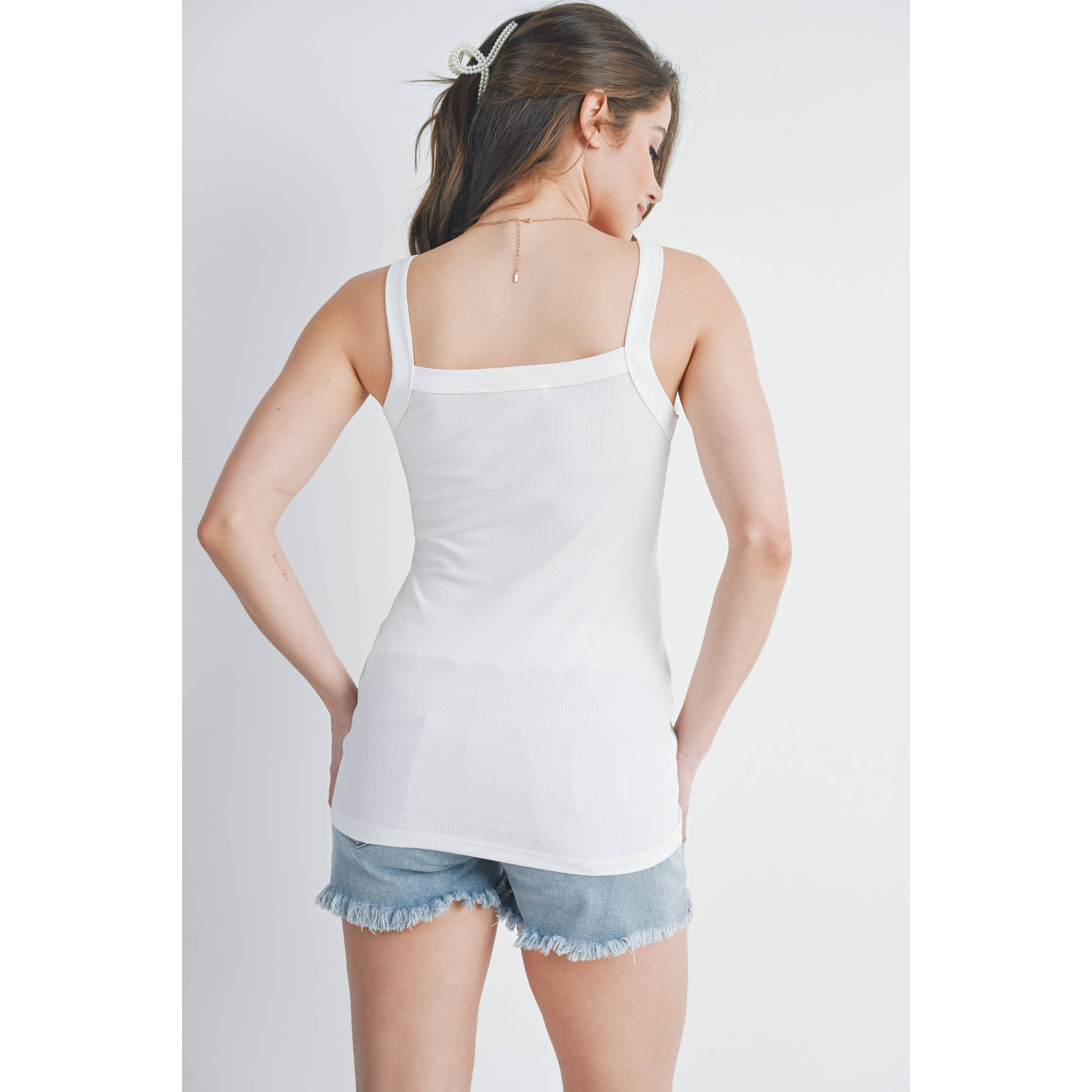 Ribbed Scoop Neck Maternity Solid Tank Top