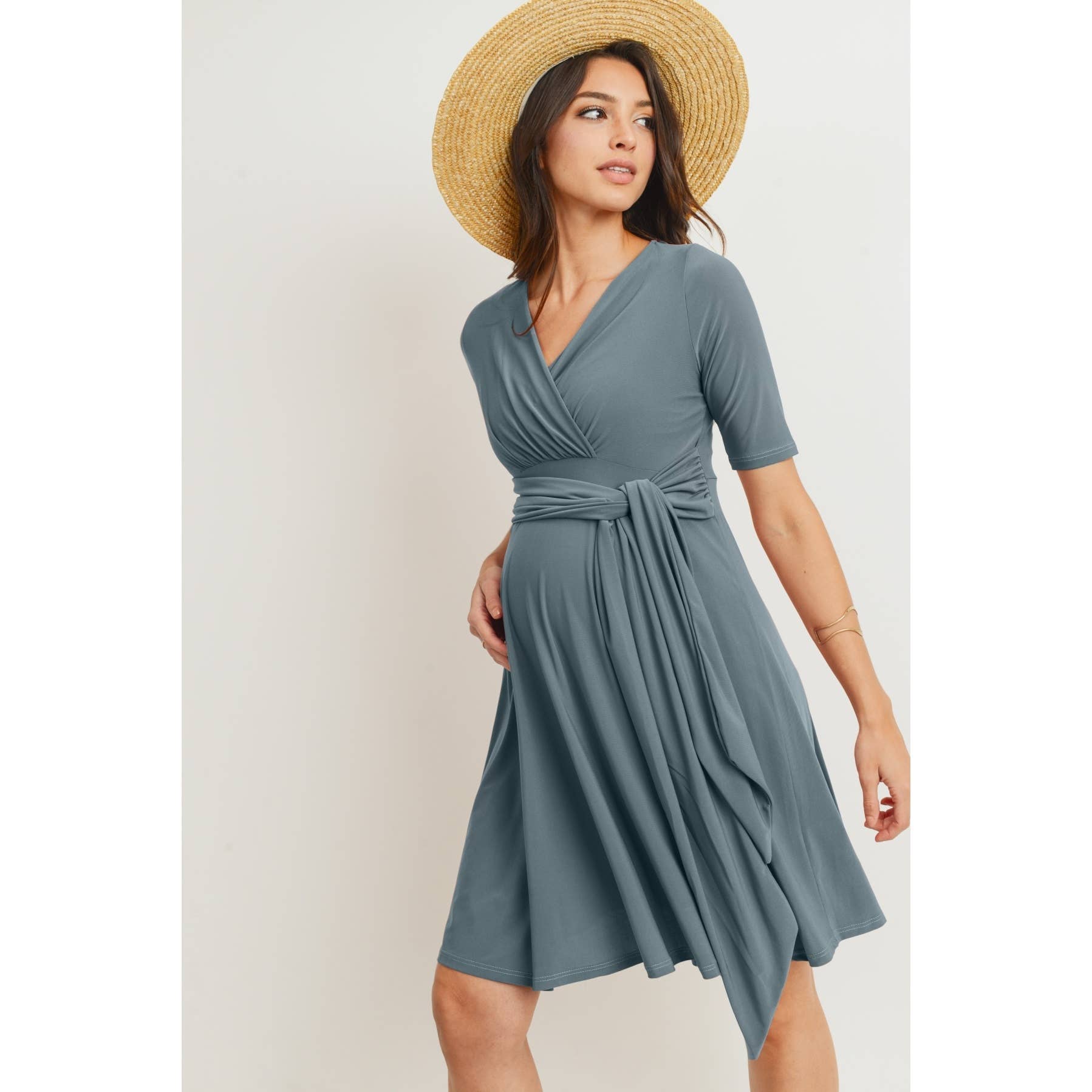 Surplice Side Tie Maternity Nursing Dress