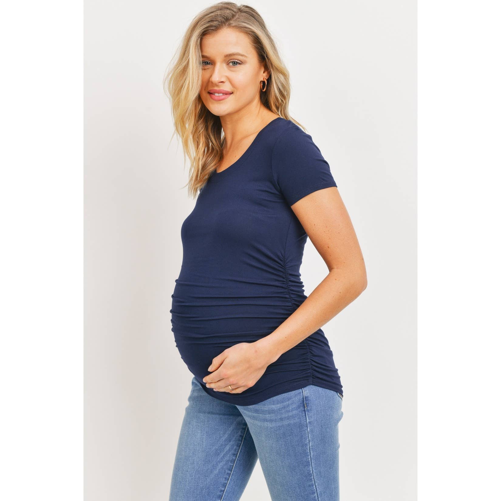 Ruched Short Sleeve Maternity T-Shirt