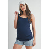 Ribbed Scoop Neck Maternity Solid Tank Top