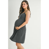 Ribbed Sleeveless Maternity Skater Dress