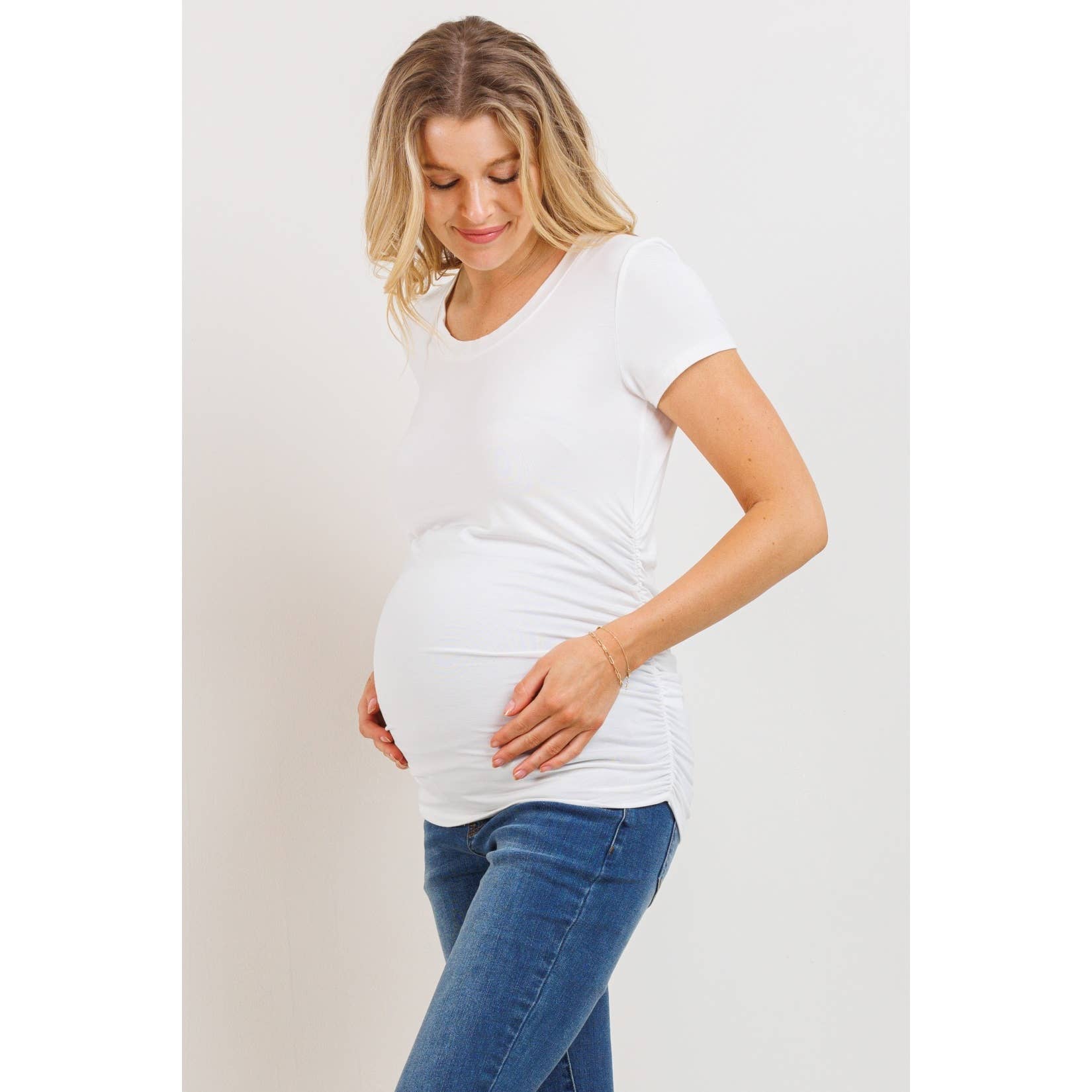 Ruched Short Sleeve Maternity T-Shirt