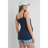 Ribbed Scoop Neck Maternity Solid Tank Top
