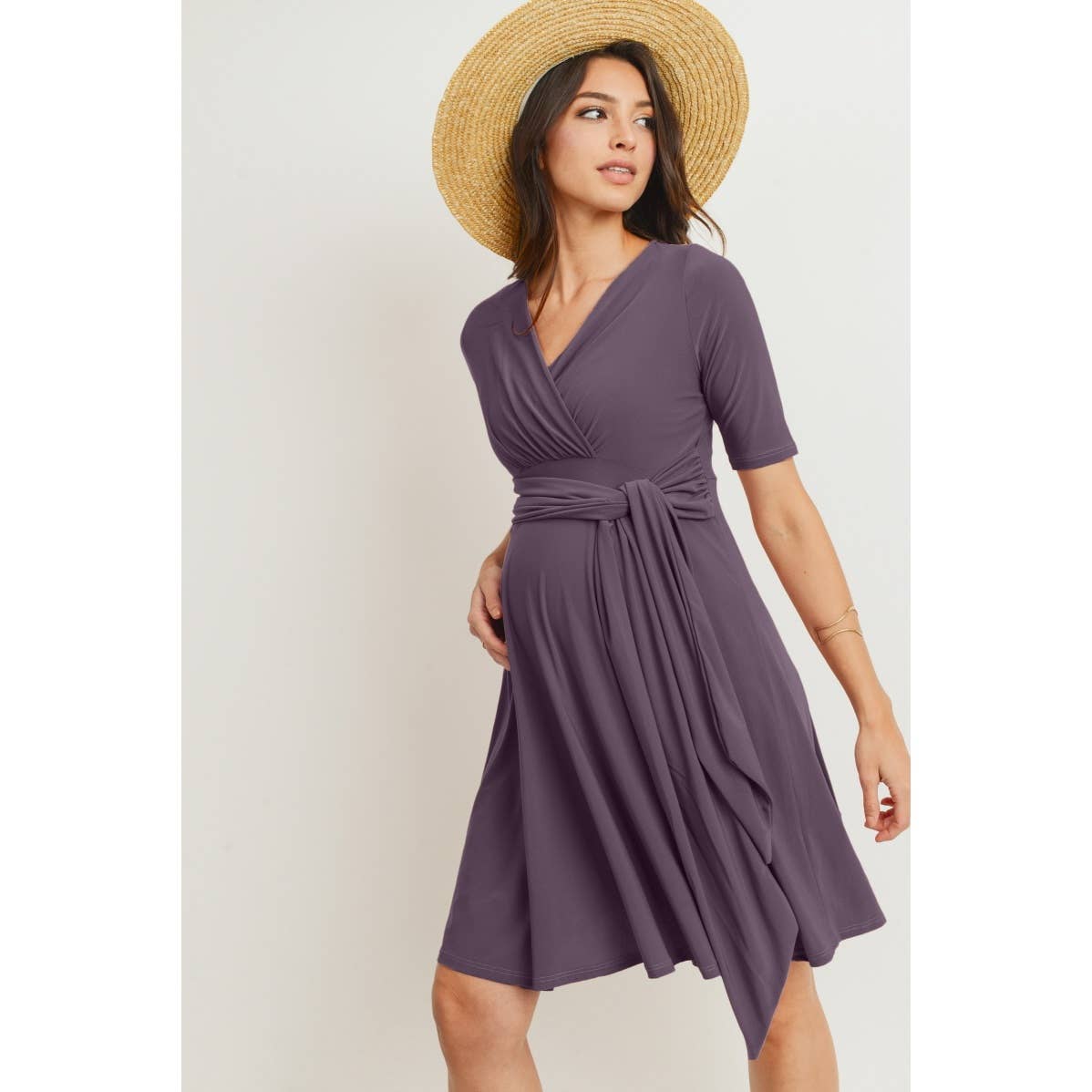 Surplice Side Tie Maternity Nursing Dress
