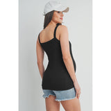 Ribbed Scoop Neck Maternity Solid Tank Top