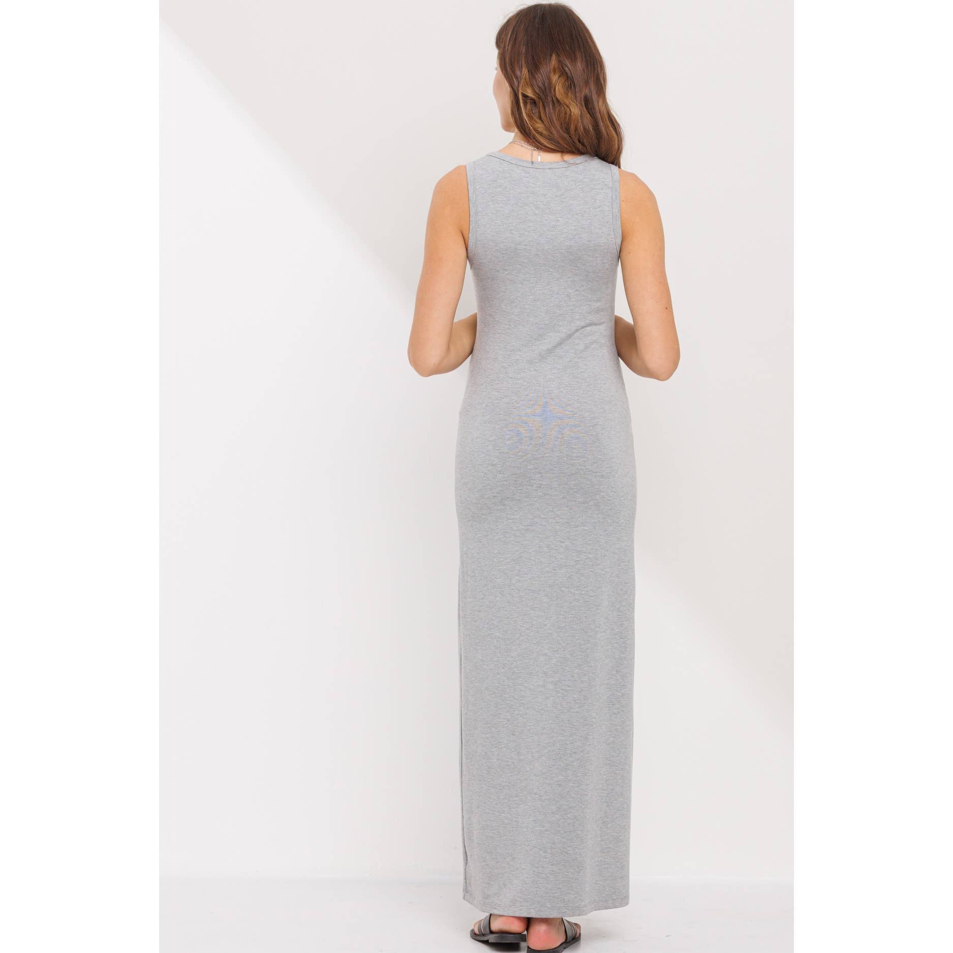 Scoop Neck Maternity Jersey Tank Top Maxi Dress