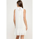 Mock Neck Swiss Dot Ruffled Maternity Dress