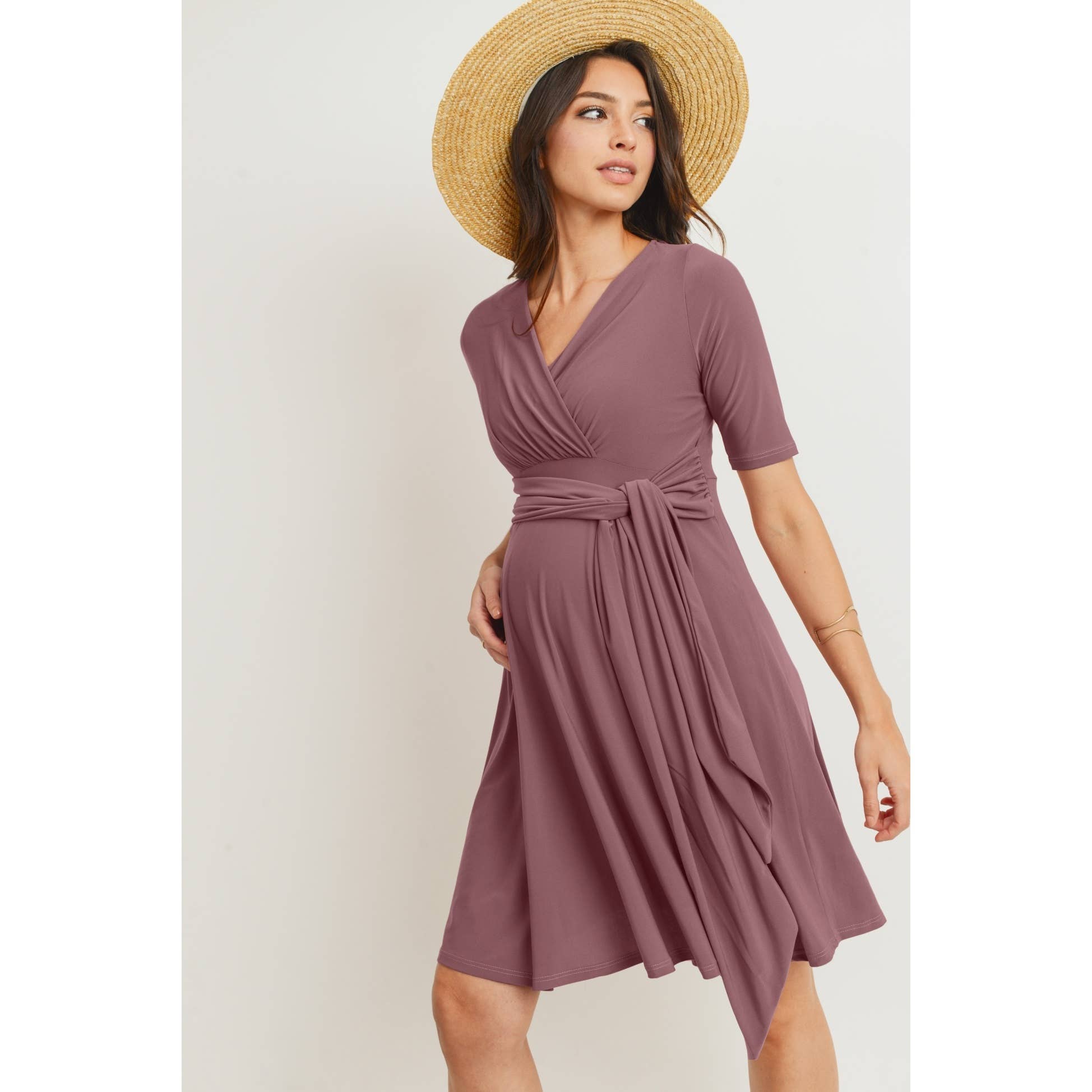 Surplice Side Tie Maternity Nursing Dress