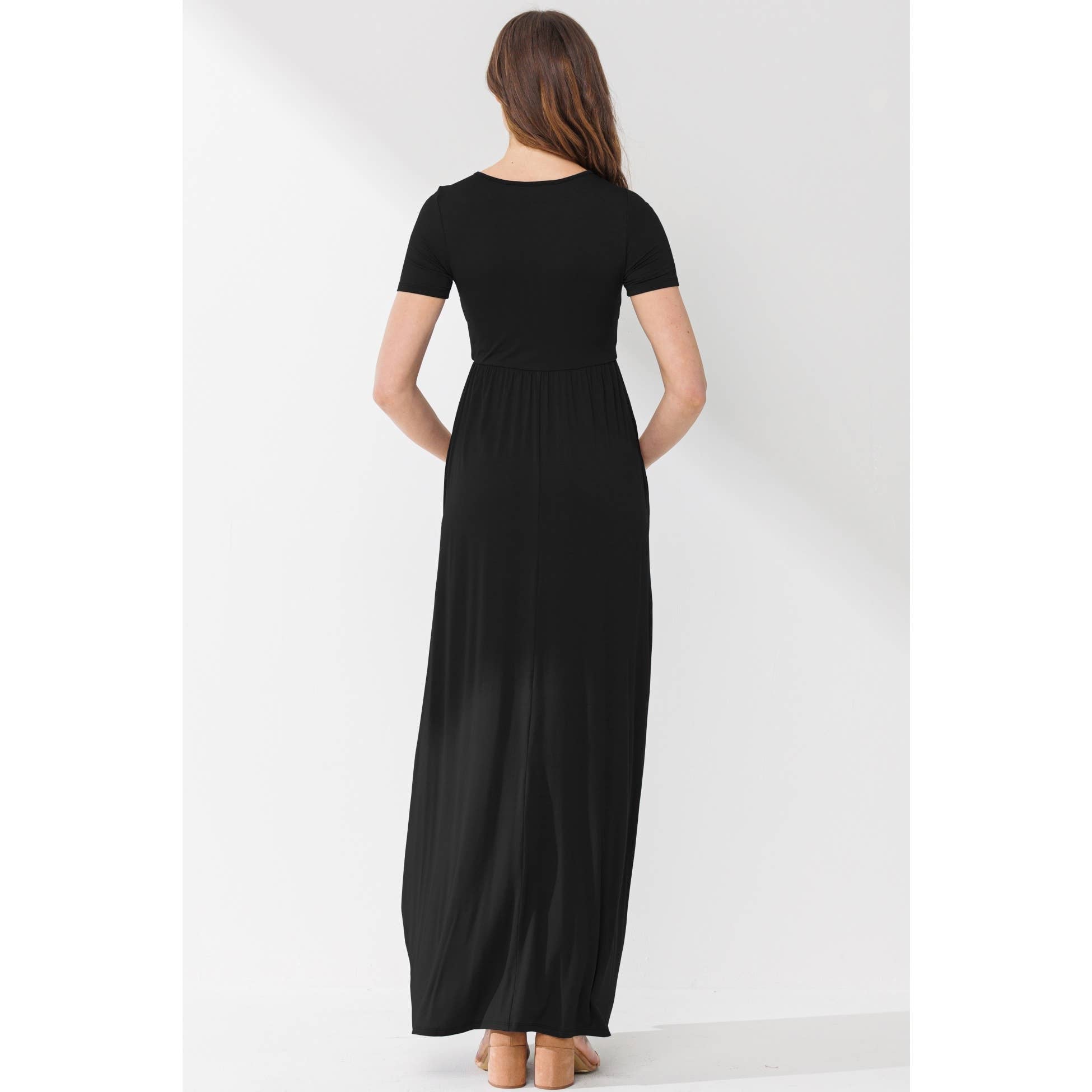 Surplice Maternity Nursing Short Sleeve Maxi Dress