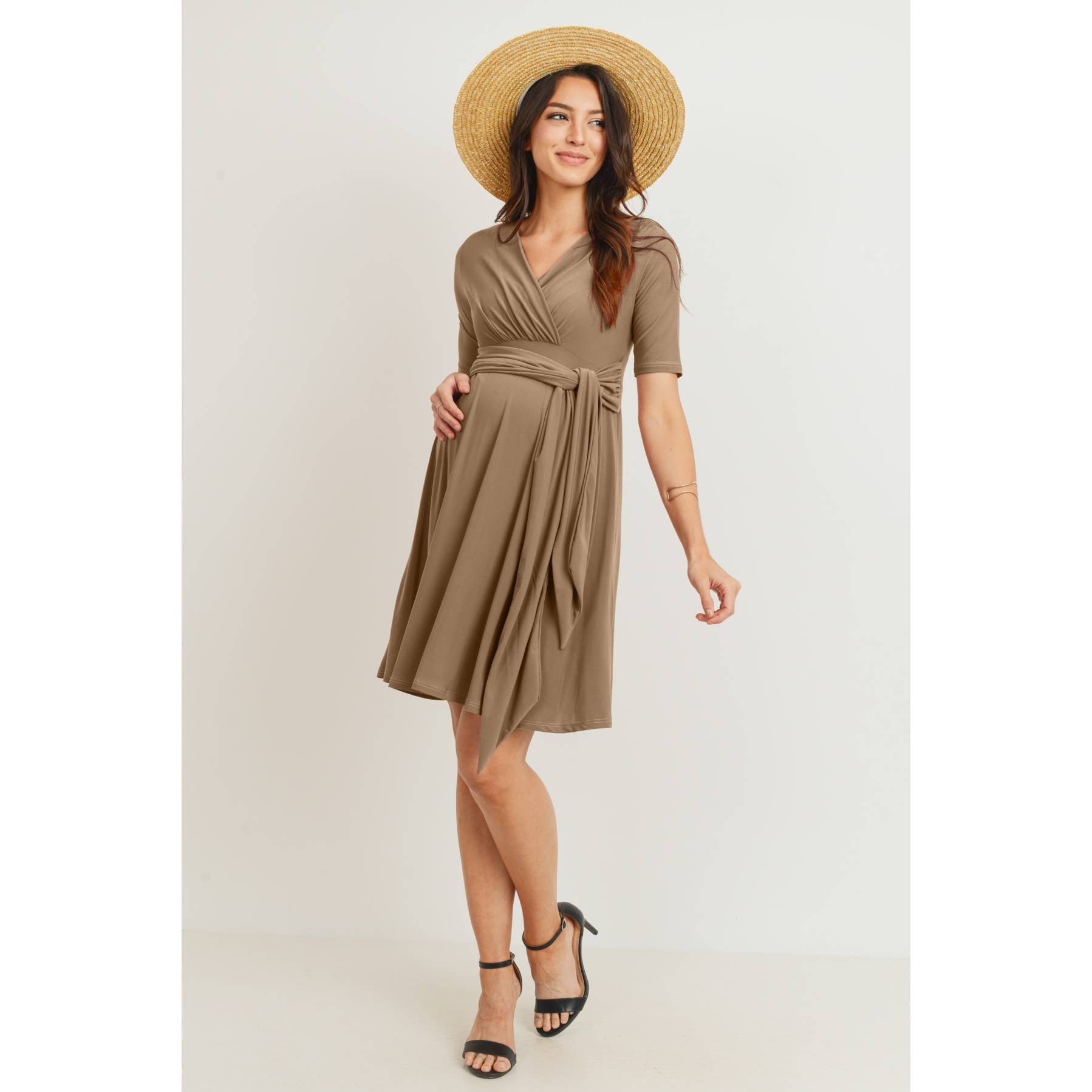 Surplice Side Tie Maternity Nursing Dress