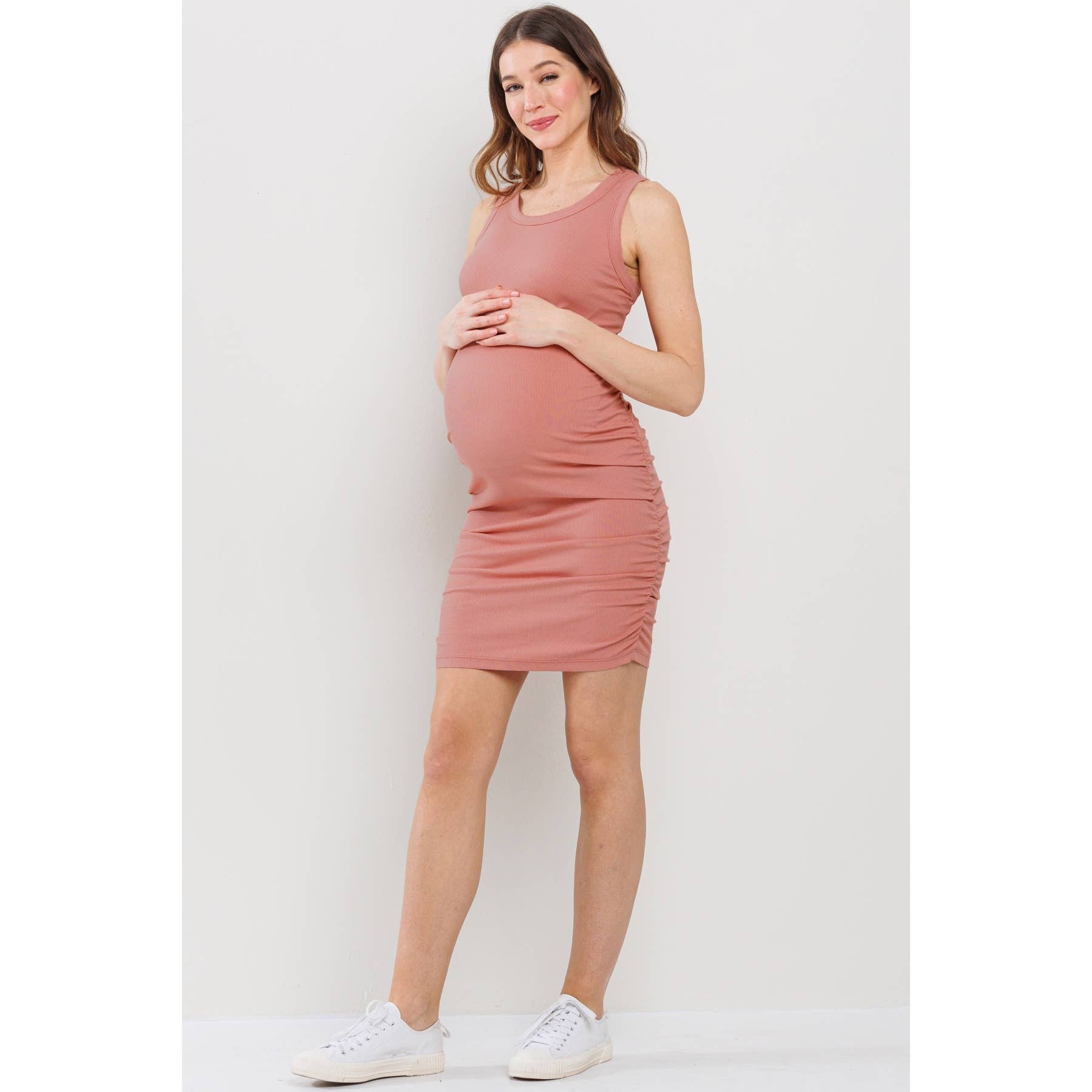 Ribbed Maternity Bodycon Tank Mini Dress