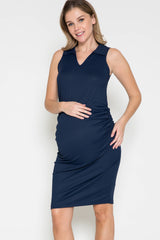 Maternity Ribbed Dress with Collar