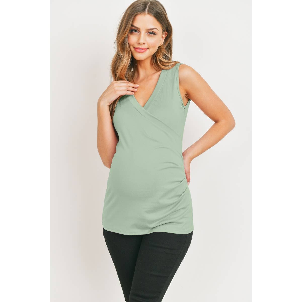 Ruched Surplice Maternity Nursing Tank Top