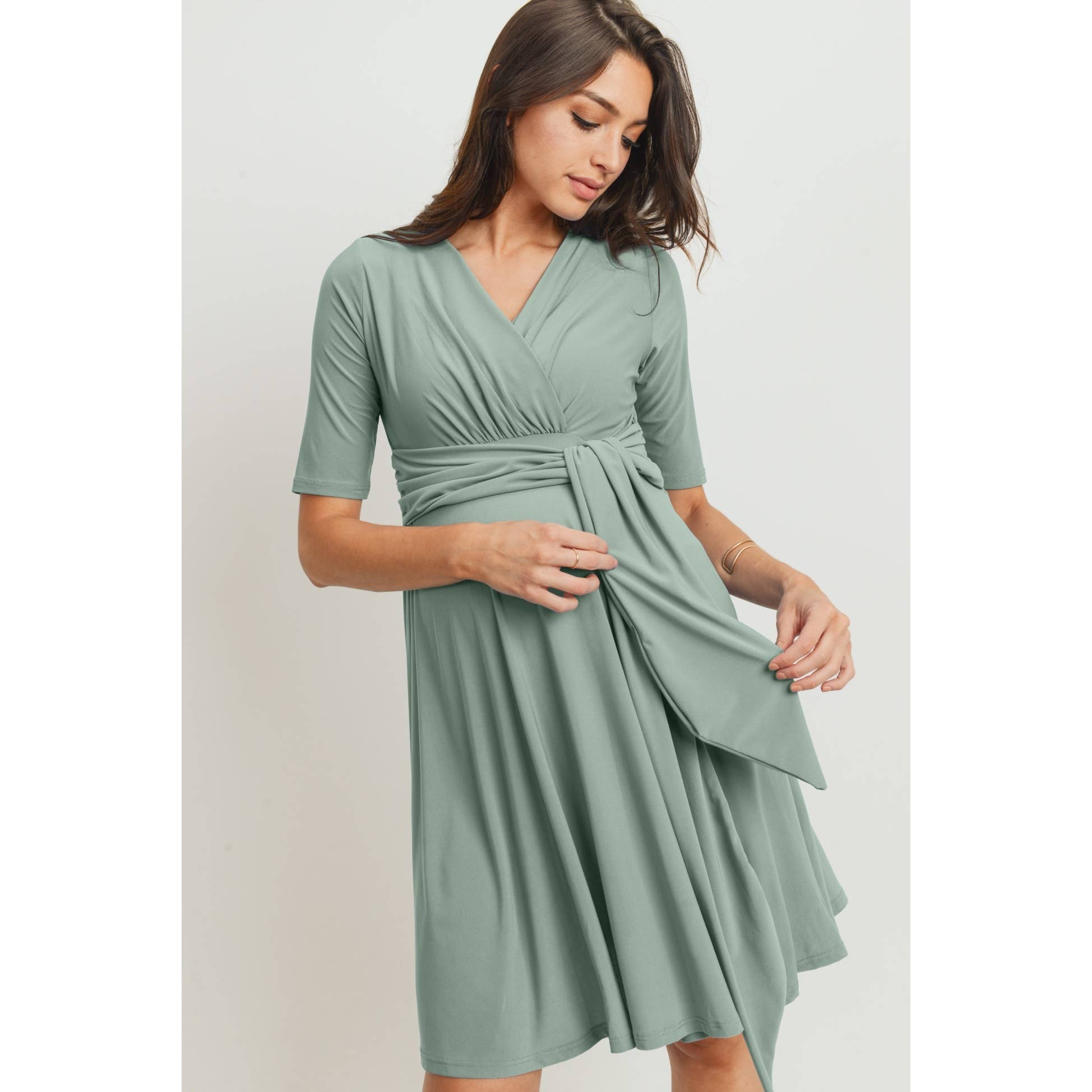 Surplice Side Tie Maternity Nursing Dress