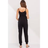 Sleeveless Belted Maternity Knit Jumpsuit