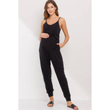 Sleeveless Belted Maternity Knit Jumpsuit
