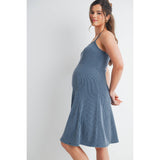 Ribbed Sleeveless Maternity Skater Dress