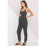 Sleeveless Belted Maternity Knit Jumpsuit
