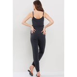 Sleeveless Belted Maternity Knit Jumpsuit