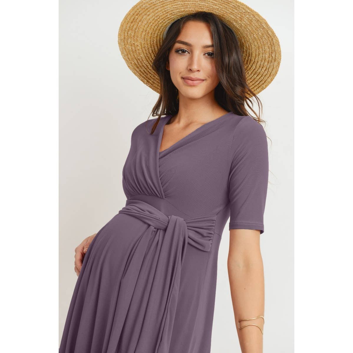 Surplice Side Tie Maternity Nursing Dress