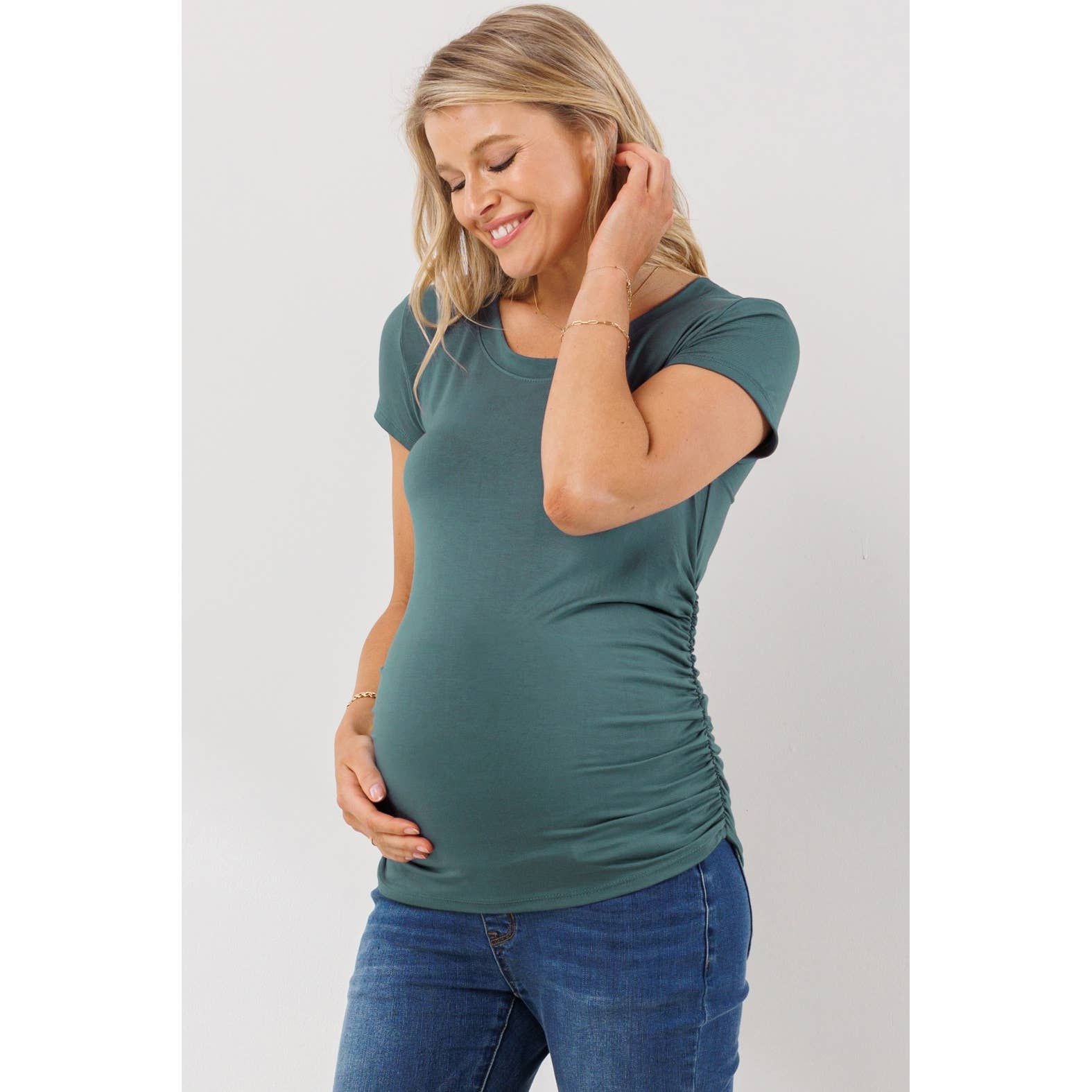Ruched Short Sleeve Maternity T-Shirt