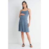 Ribbed Sleeveless Maternity Skater Dress