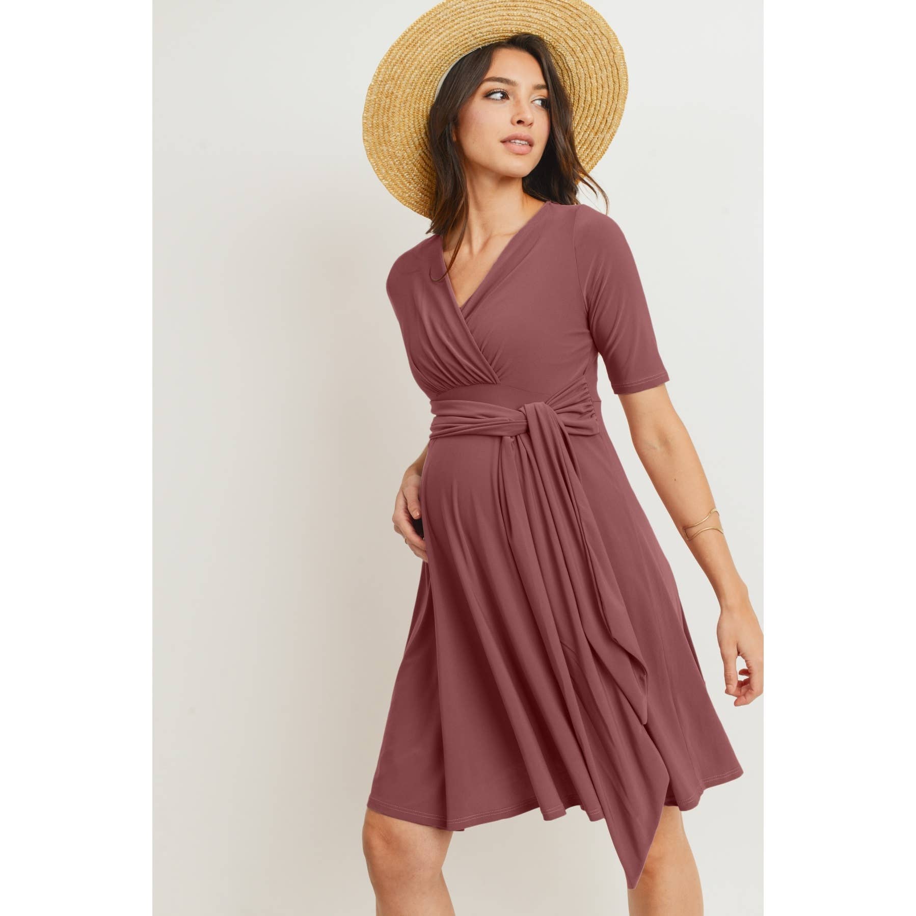 Surplice Side Tie Maternity Nursing Dress