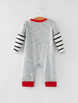 Rylee Faith Designs - Reindeer Embroidery Striped Romper