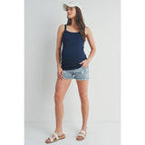 Ribbed Scoop Neck Maternity Solid Tank Top