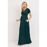 Surplice Maternity Nursing Short Sleeve Maxi Dress
