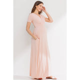 Surplice Maternity Nursing Short Sleeve Maxi Dress
