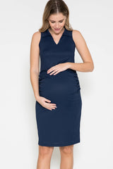 Maternity Ribbed Dress with Collar