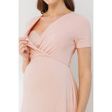 Surplice Maternity Nursing Short Sleeve Maxi Dress