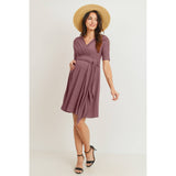 Surplice Side Tie Maternity Nursing Dress