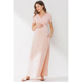 Surplice Maternity Nursing Short Sleeve Maxi Dress