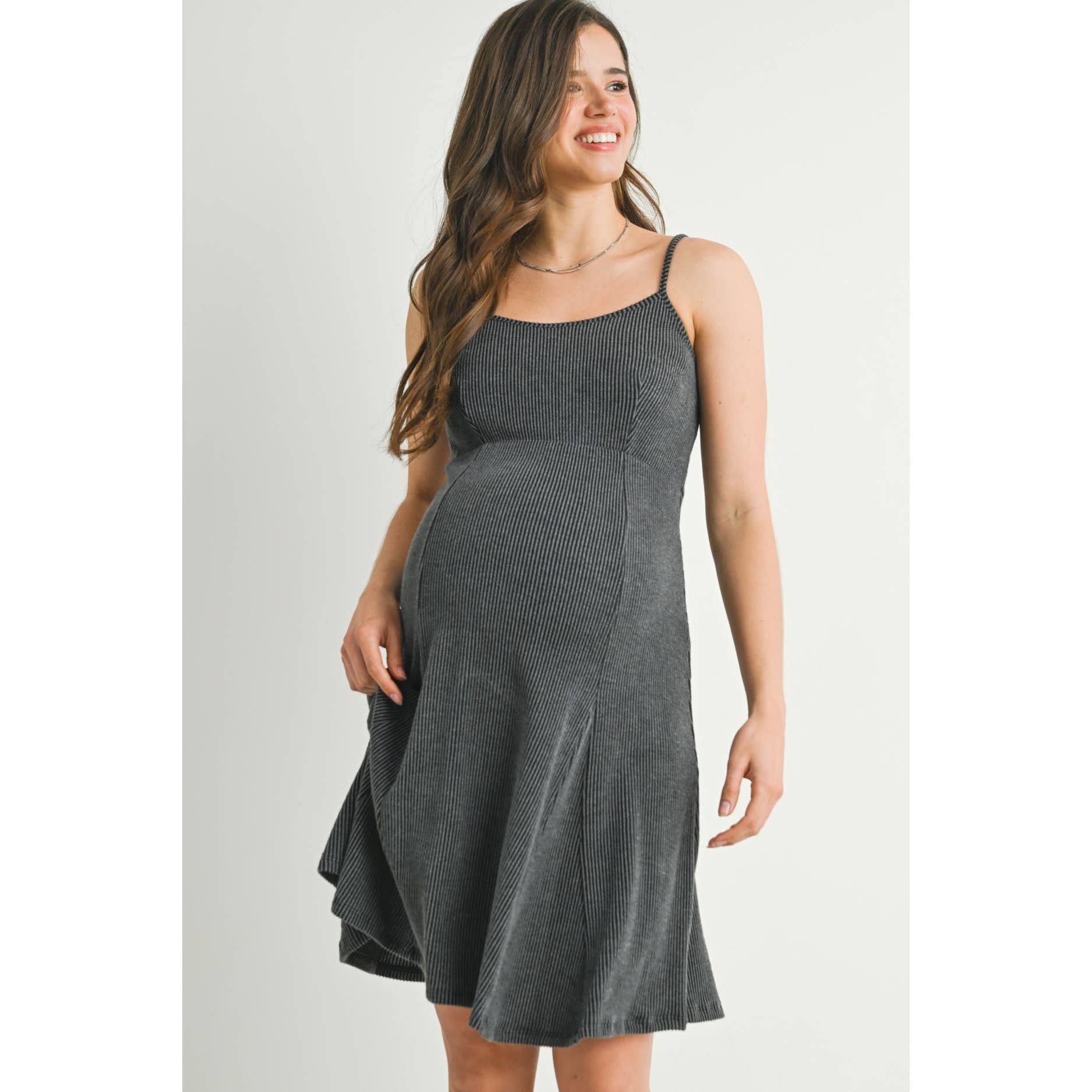 Ribbed Sleeveless Maternity Skater Dress