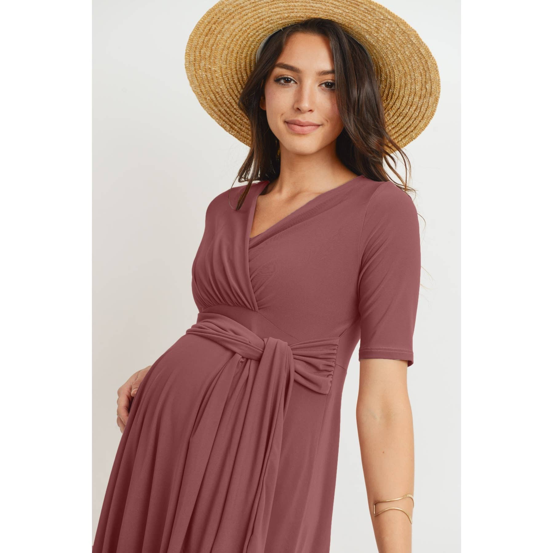 Surplice Side Tie Maternity Nursing Dress