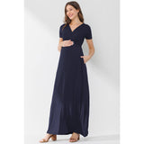Surplice Maternity Nursing Short Sleeve Maxi Dress