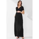 Surplice Maternity Nursing Short Sleeve Maxi Dress